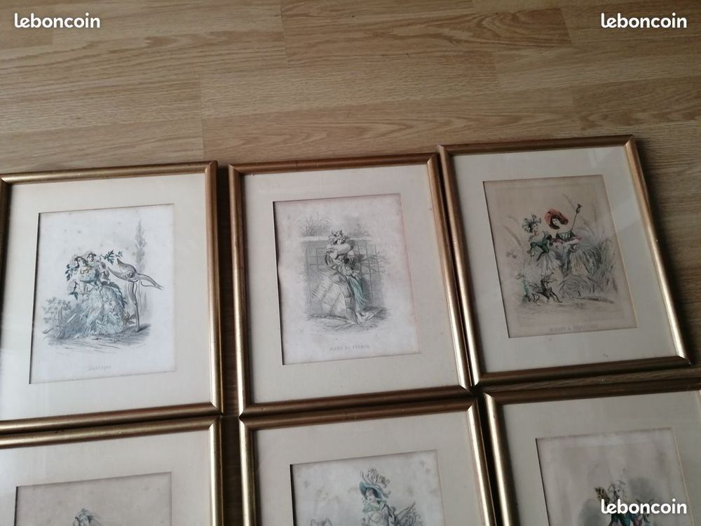 lot gravures graveur Granville fleurs plante femme fleur art 