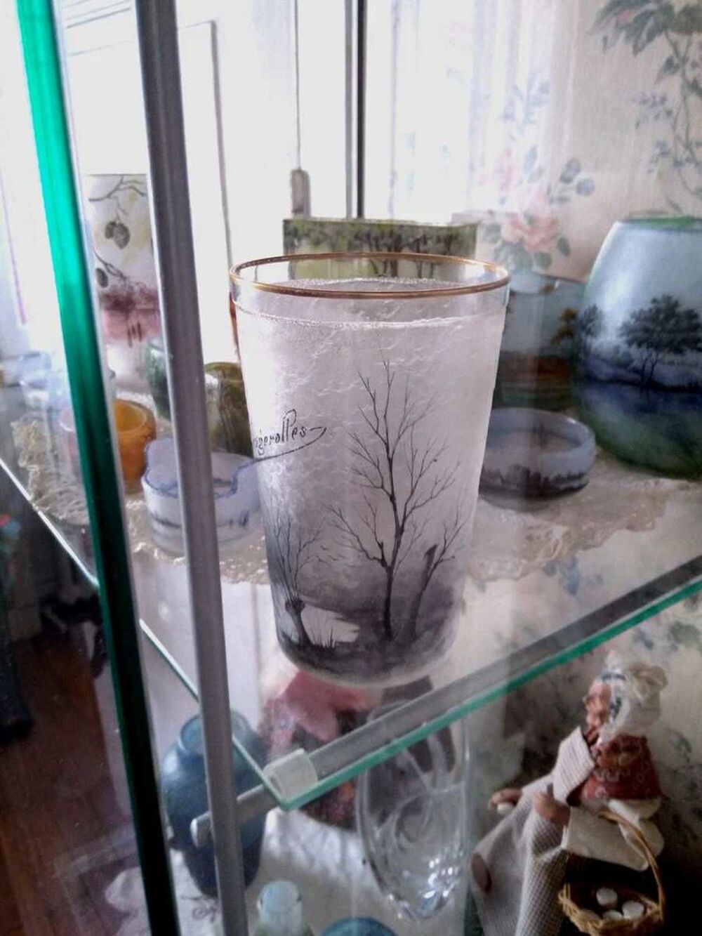 DUFOUR POUR DAUM NANCY ART NOUVEAU 1890-1910, DECOR HIVERNALE DANS LA GRISAILLE 