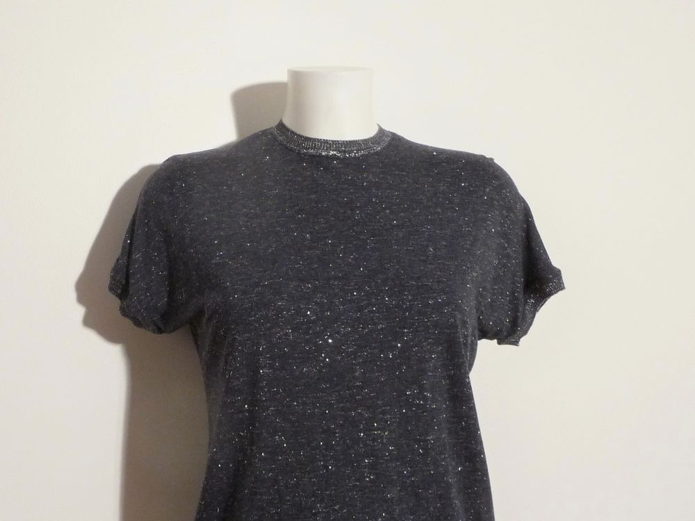 Top/ Tee Shirt Gris avec Fils Argent&eacute;- Taille 0- Monoprix Vêtements