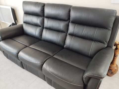 canap relaxe lectrique en cuir noir 350 Cannes (06)