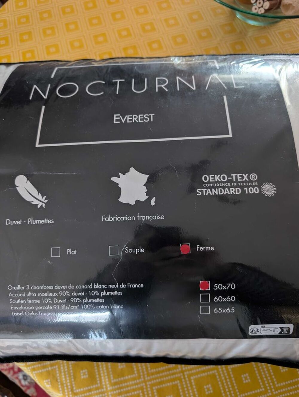 Oreiller duvet neuf 50x70 Décoration