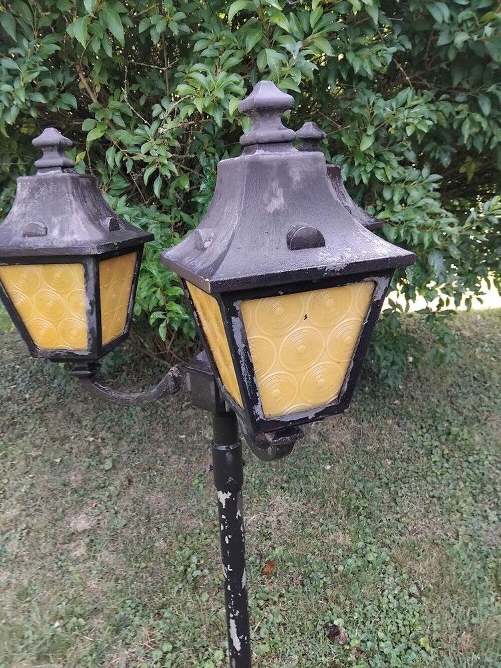 Lampe de jardin vintage &agrave; trois lanternes Décoration