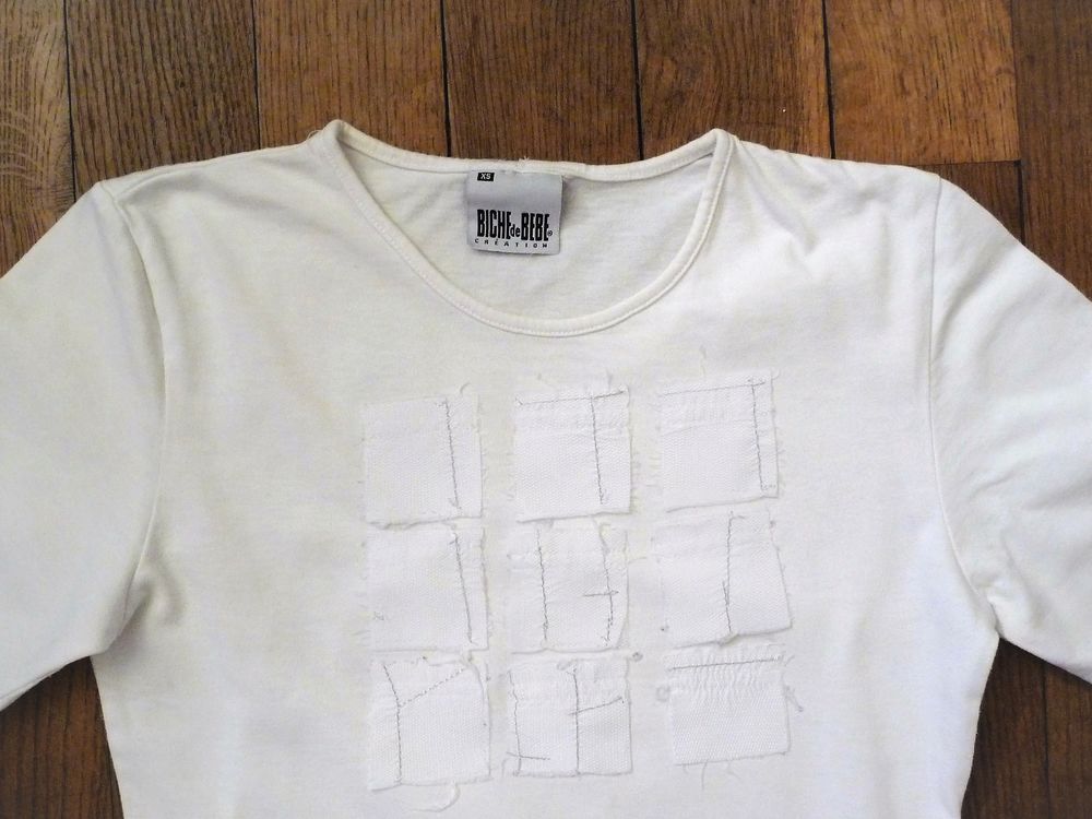 Tee Shirt/ Top100% Coton Blanc Manche Courte- Biche de B&egrave;re Vêtements