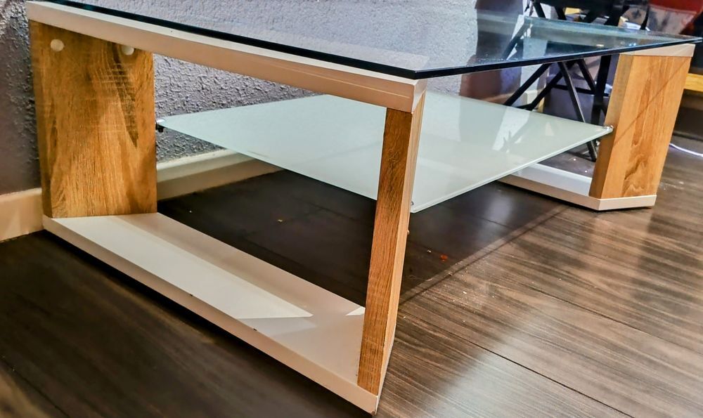 Table Basse Moderne en Verre et Bois Mobilier de France Meubles