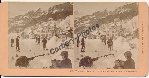 STEREOVIEW SUISSE GRINDELWALD Game of Curling Photo Loches (37)