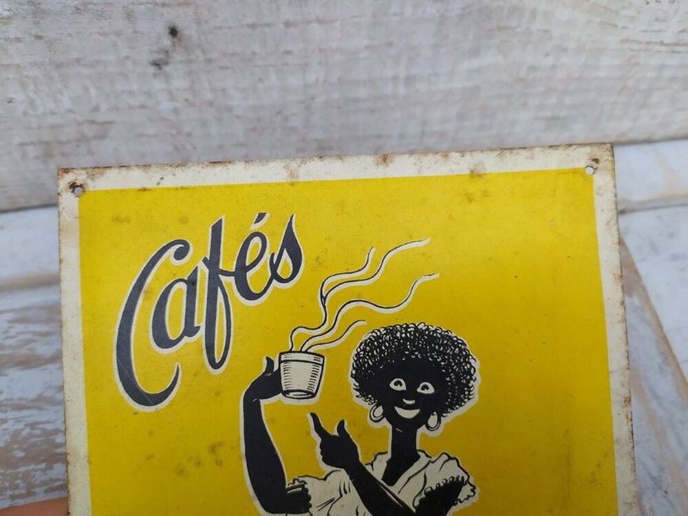 Ancienne Plaque T&ocirc;le Publicitaire Caf&eacute;s Excella ca1930 
