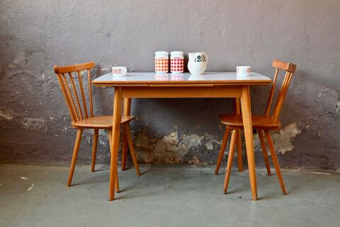 Table vintage à rallonges cuisine scandinave ancienne 420 Wintzenheim (68)