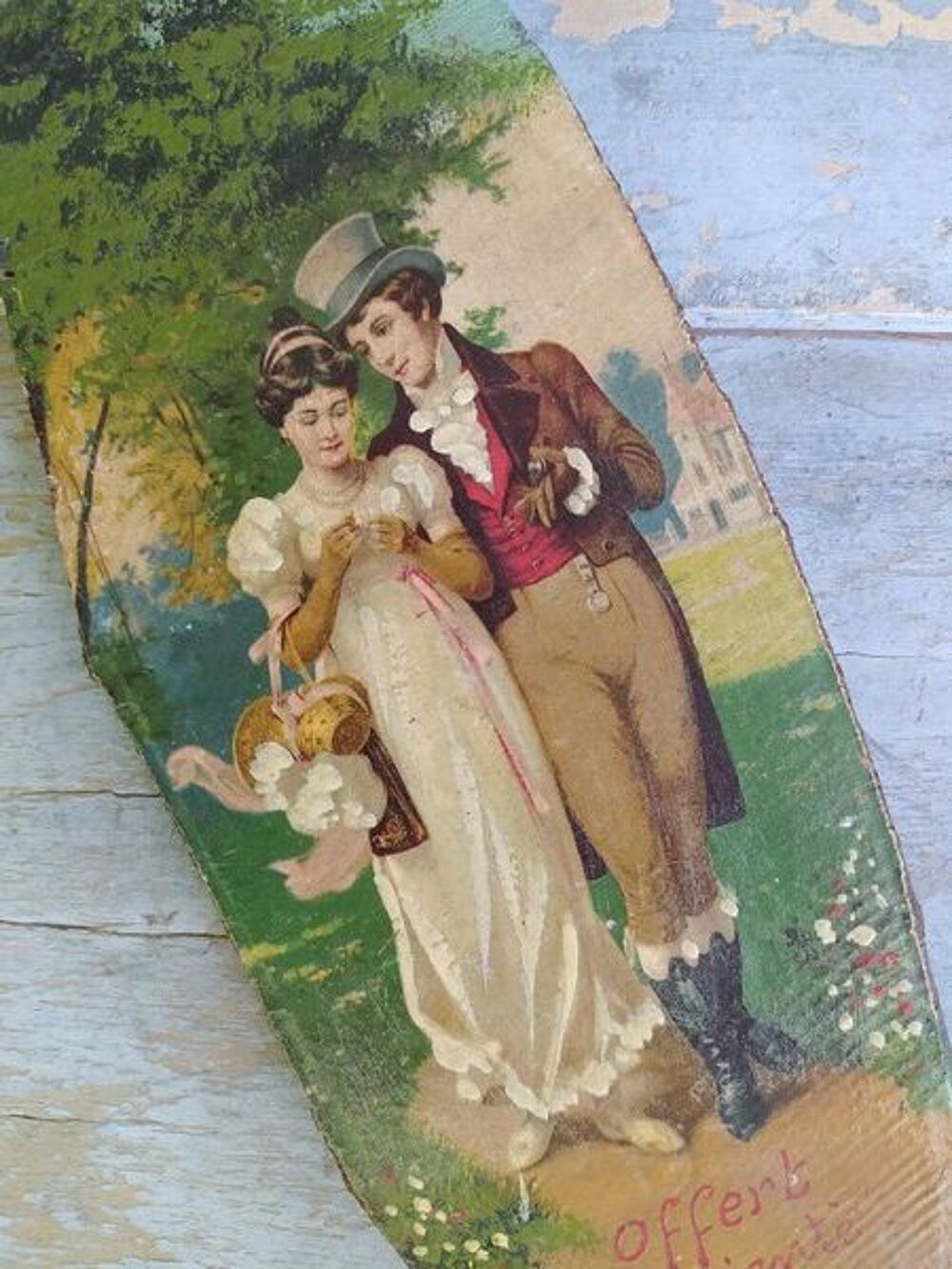 Ancien Chromo Publicitaire Peint Mercerie Mode 1900 Tours 