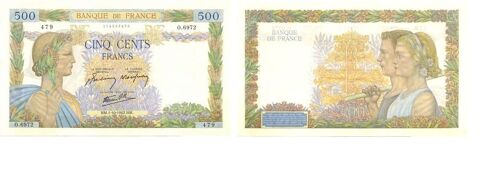 f-32  lot  2  billets  500 f paix 215 Raismes (59)