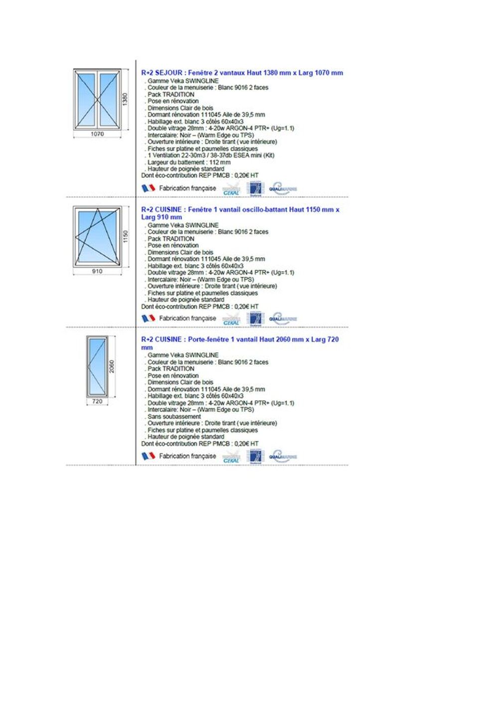 lot de menuiseries PVC neuves Bricolage