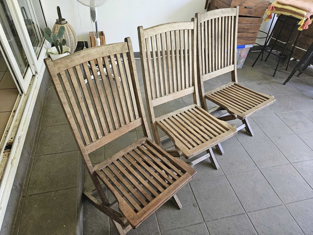 salon jardin table teck + 6 chaises Meubles