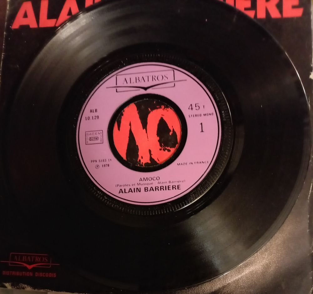 ALAIN BARRIERE / 5 X DISQUES VYNIL 45 TOURS CD et vinyles