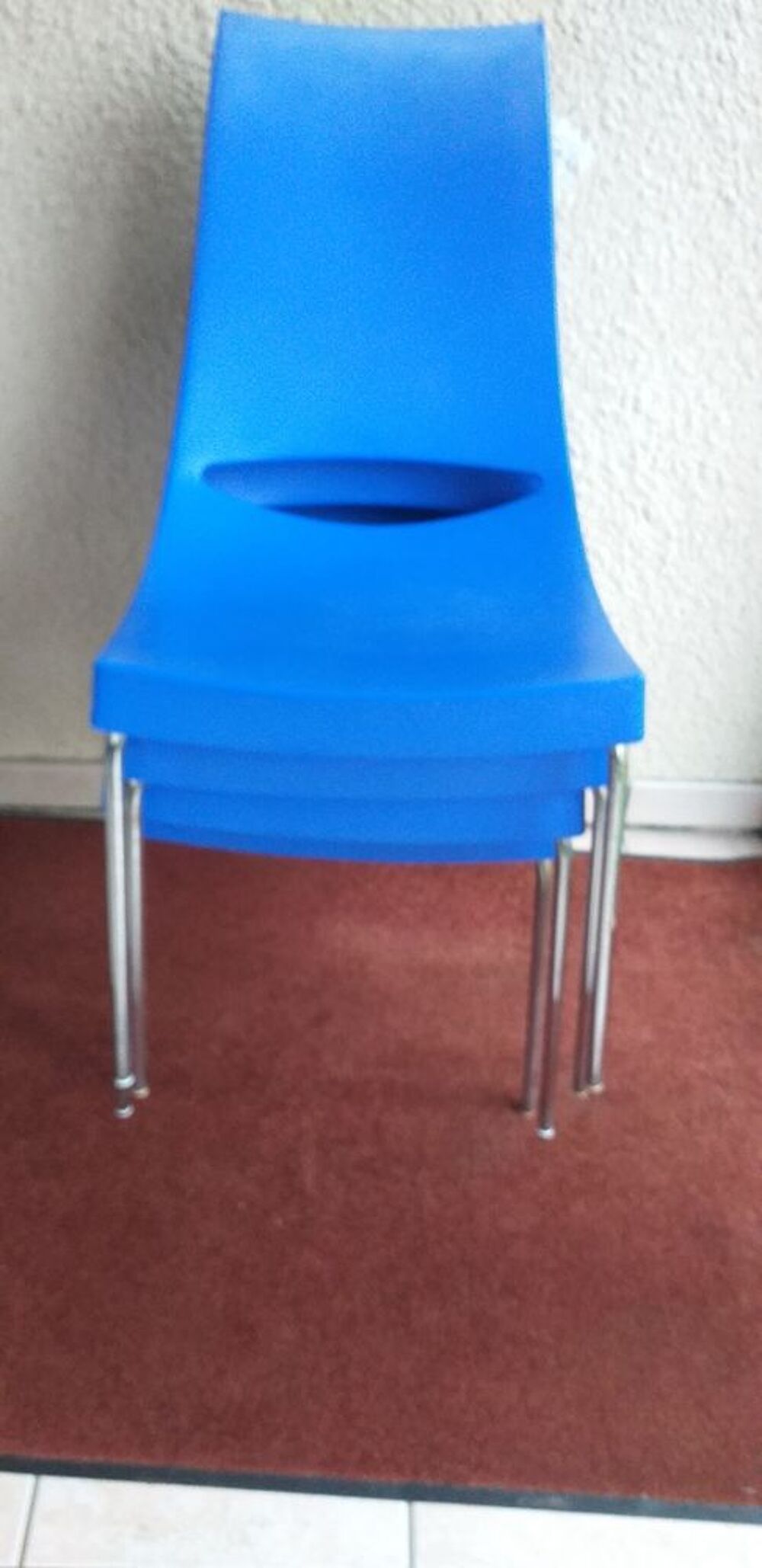 Lot de 4 chaises de cuisine PVC bleu empilables Meubles