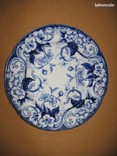Plat rond flora en faience creil & montereau 50 Bourseul (22)