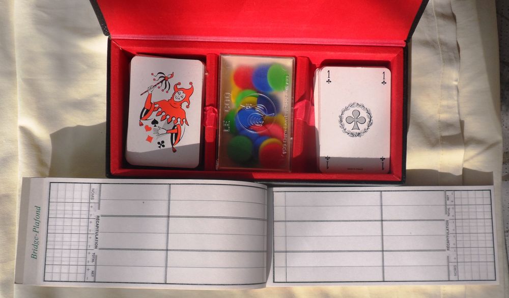 Coffret de jeux de bridge avec 2 jeux de cartes, 1 bloc note Sports