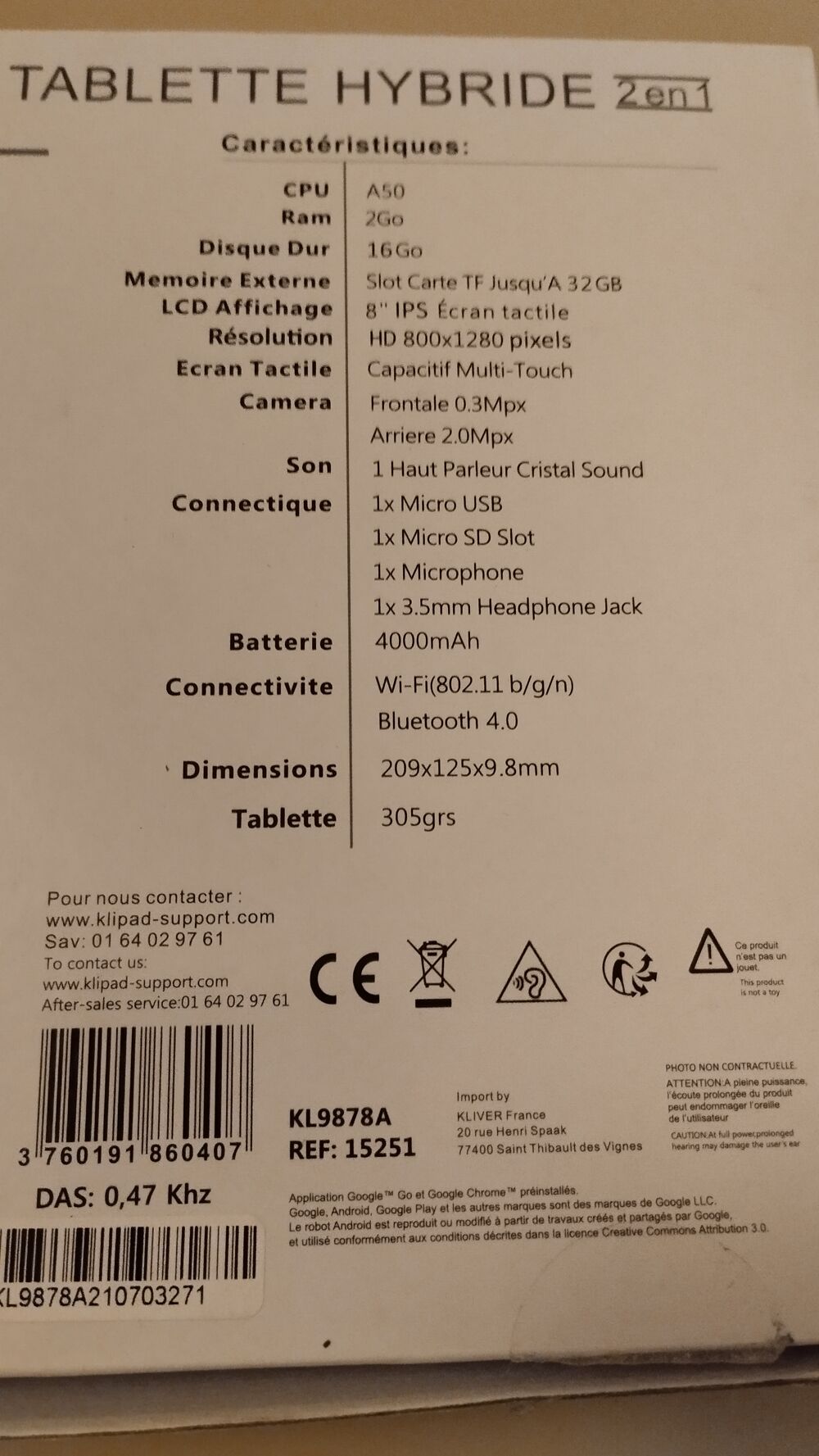Tablette KLIPAD Téléphones et tablettes