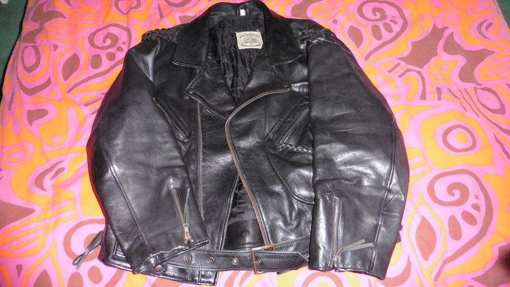 Blouson en cuir noir style vintage homme Vtements
