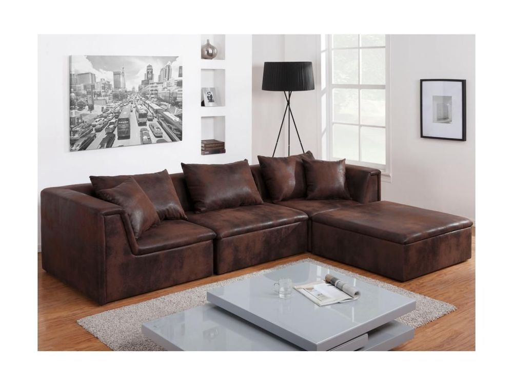 salon modulable aspect cuir vieilli microfibre Meubles