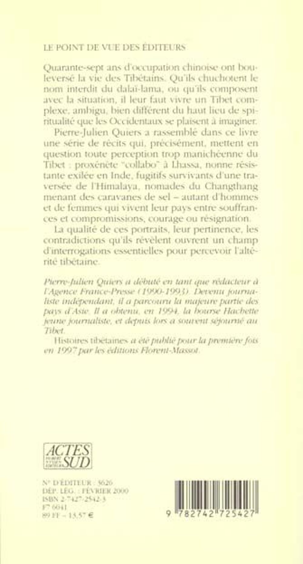 Histoires tibetaines - Pierre Julien Quiers Livres et BD