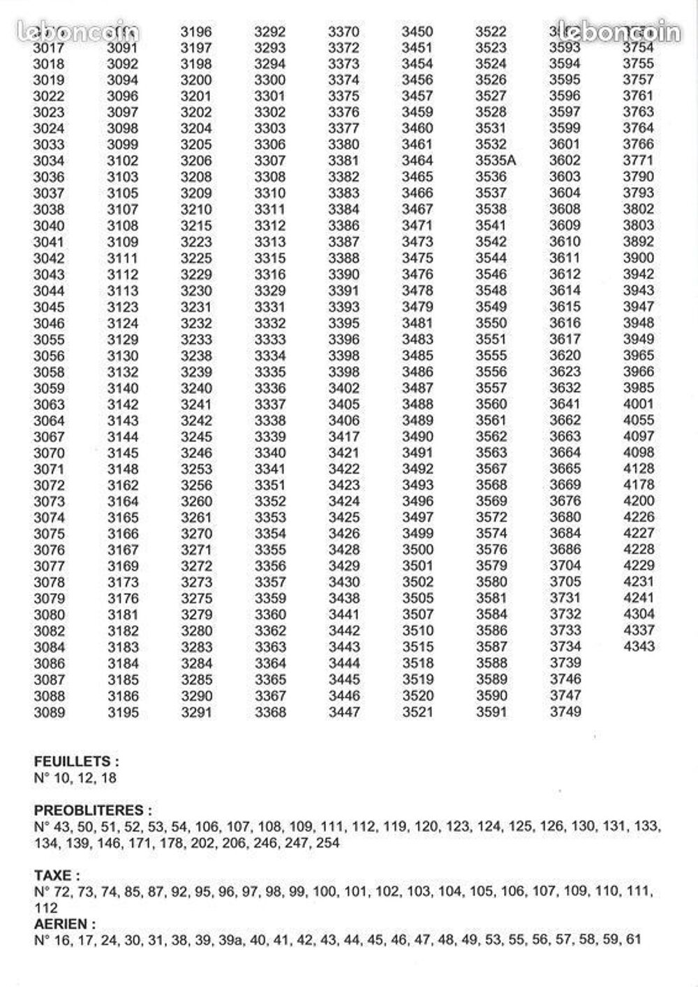 Dispoliste timbres France oblit&eacute;r&eacute;s de 1892 &agrave; 2009
