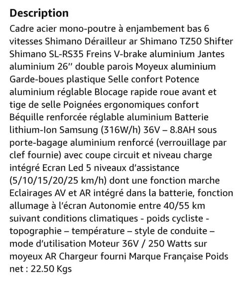 Vlo  assistance lectrique 650 Montluon (03)
