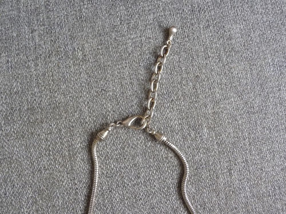 Collier/ Sautoir en M&eacute;tal Argent&eacute; Vieilli avec ses Breloques Bijoux et montres