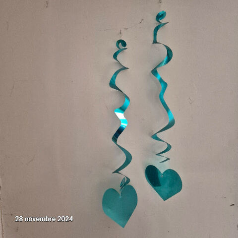 Suspensions M�tallis�es Coeur Turquoise 5 Pi�ces 2 Saumur (49)