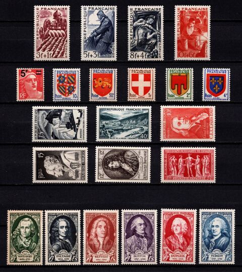 Lot timbres France de 1949, tous **, superbes 9 Cholet (49)