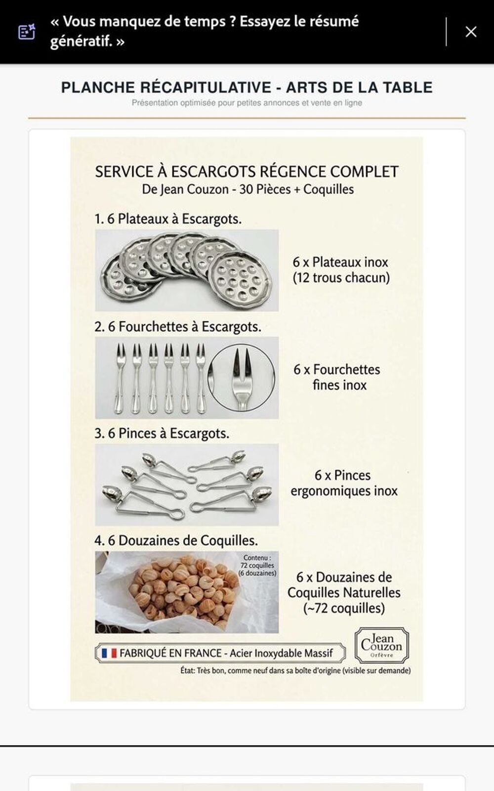 Service &agrave; escargots+service &agrave; fondue+plat inox Décoration