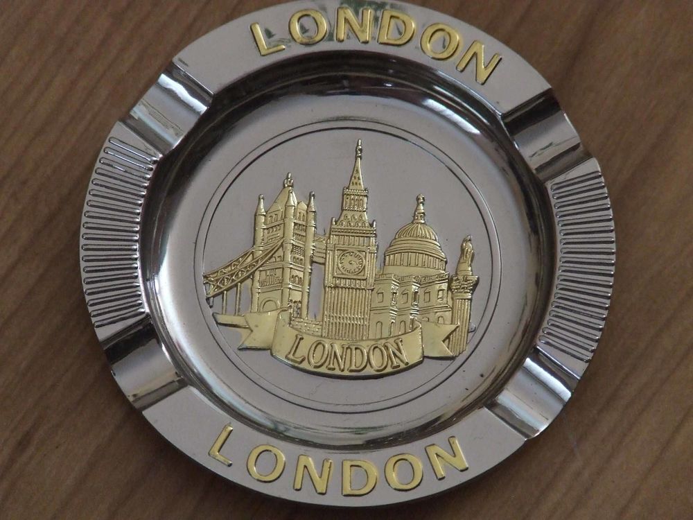 Cendrier m&eacute;tal et porcelaine de Londres, NEUFS Décoration