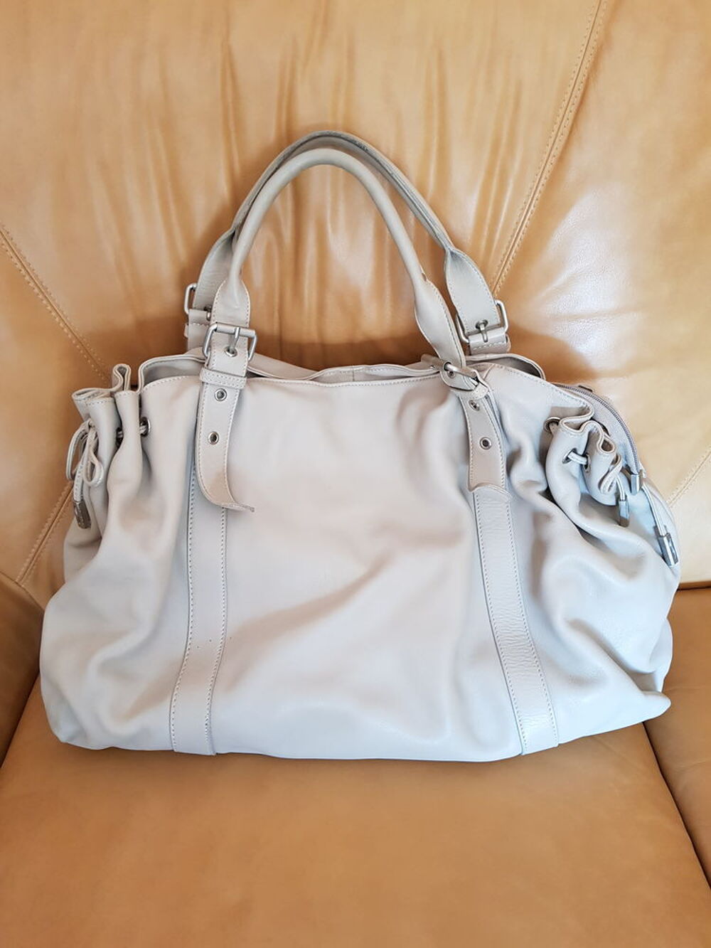 Sac cuir gris clair Maroquinerie