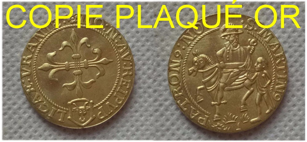 R&Eacute;PLIQUE PLAQU&Eacute; OR - 1 PISTOLE 1635 