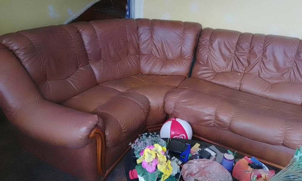 canap&eacute; d'angle convertible cuir marron Meubles