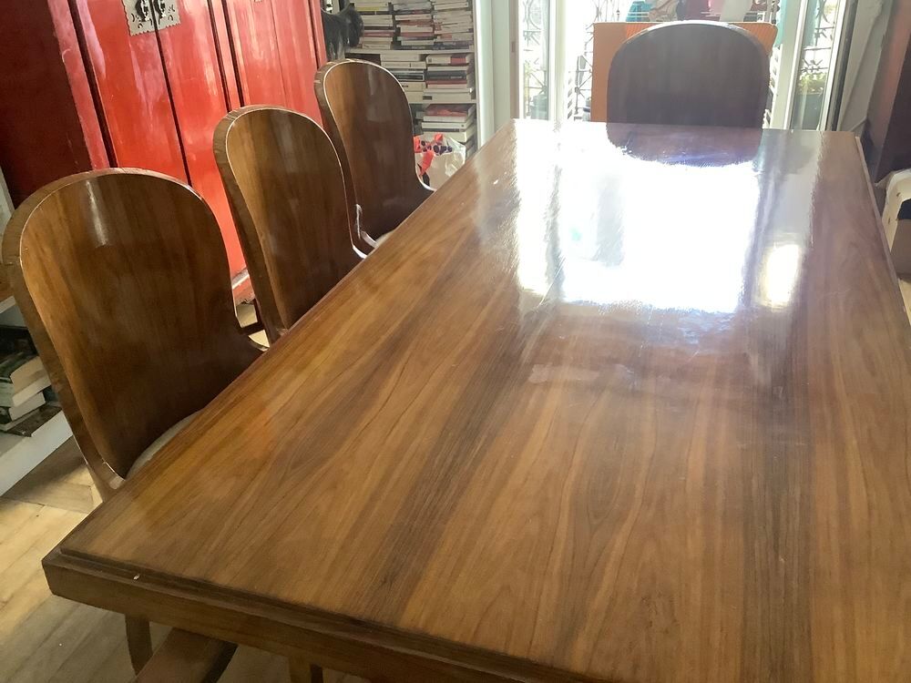 Table art deco Bon &eacute;tat plus 6 chaises &eacute;tat moyen et buffet Meubles