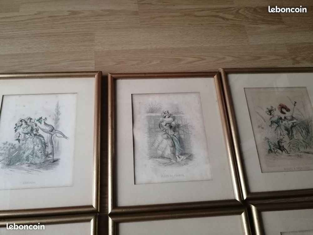 lot gravures graveur Granville fleurs plante femme fleur art 