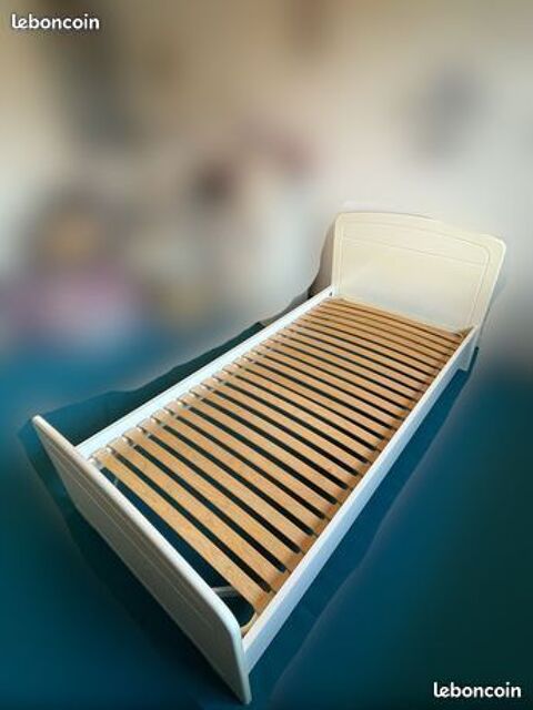 Lit blanc une place 90x190 45 Villenave-d'Ornon (33)