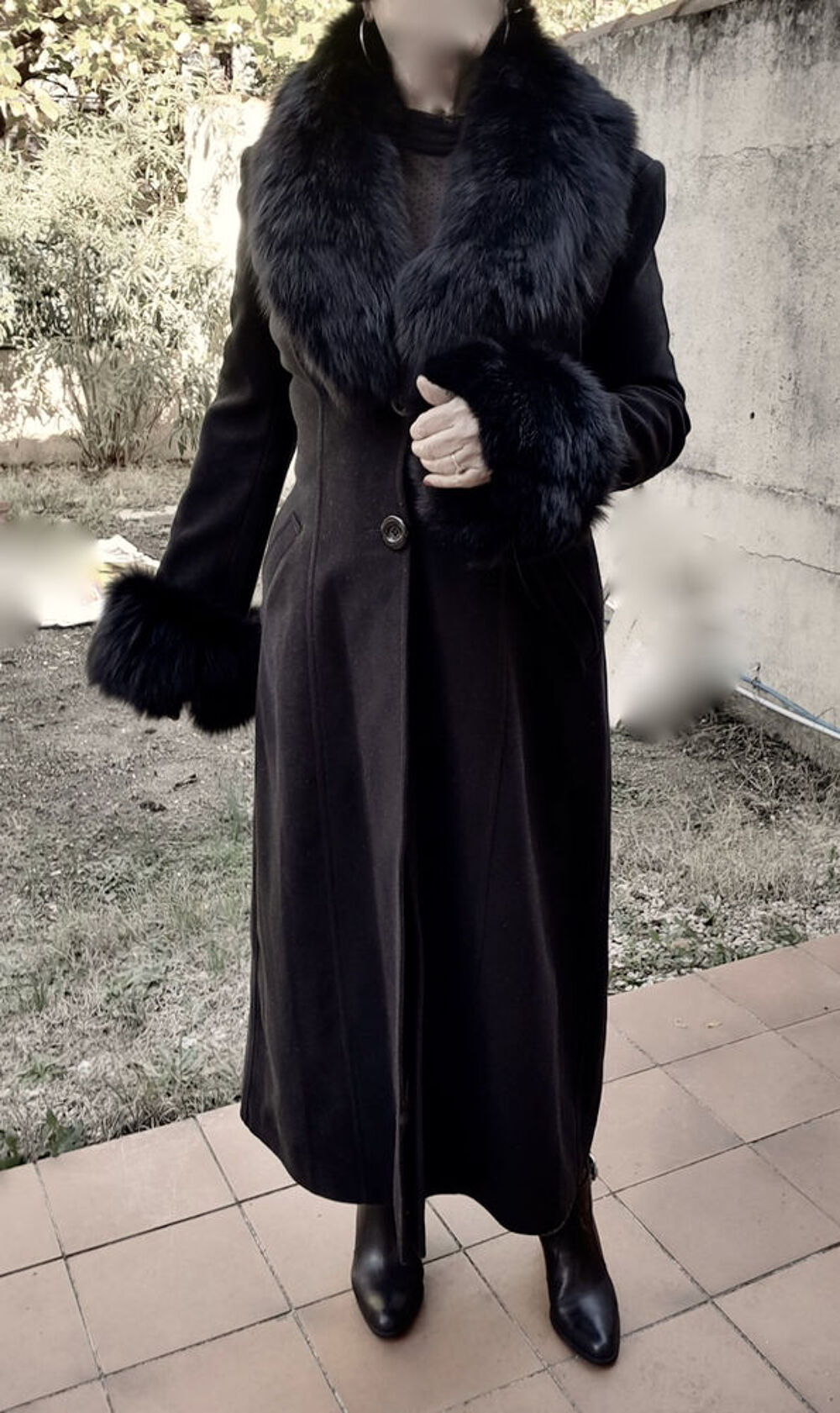 Manteau long noir &eacute;l&eacute;gant Vêtements