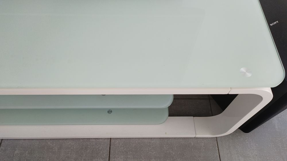 Meuble TV Miami Blanc - Design Contemporain - Plateaux Verre Meubles