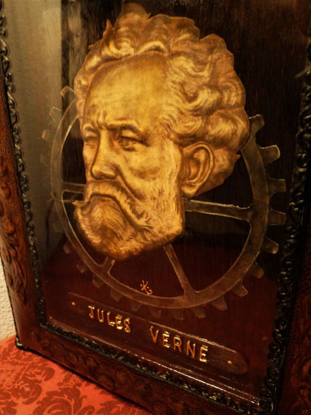 Tableau Cuir "JULES VERNE PORTRAIT" Steampunk Décoration