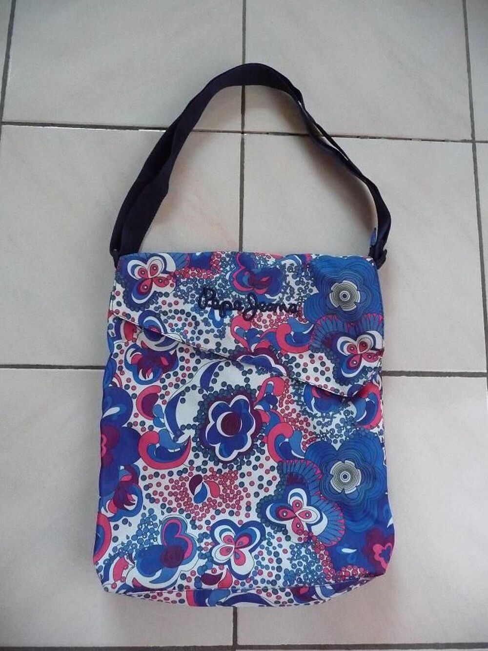 Sac fleurs roses &amp; bleues PEPE JEANS - NEUF Maroquinerie