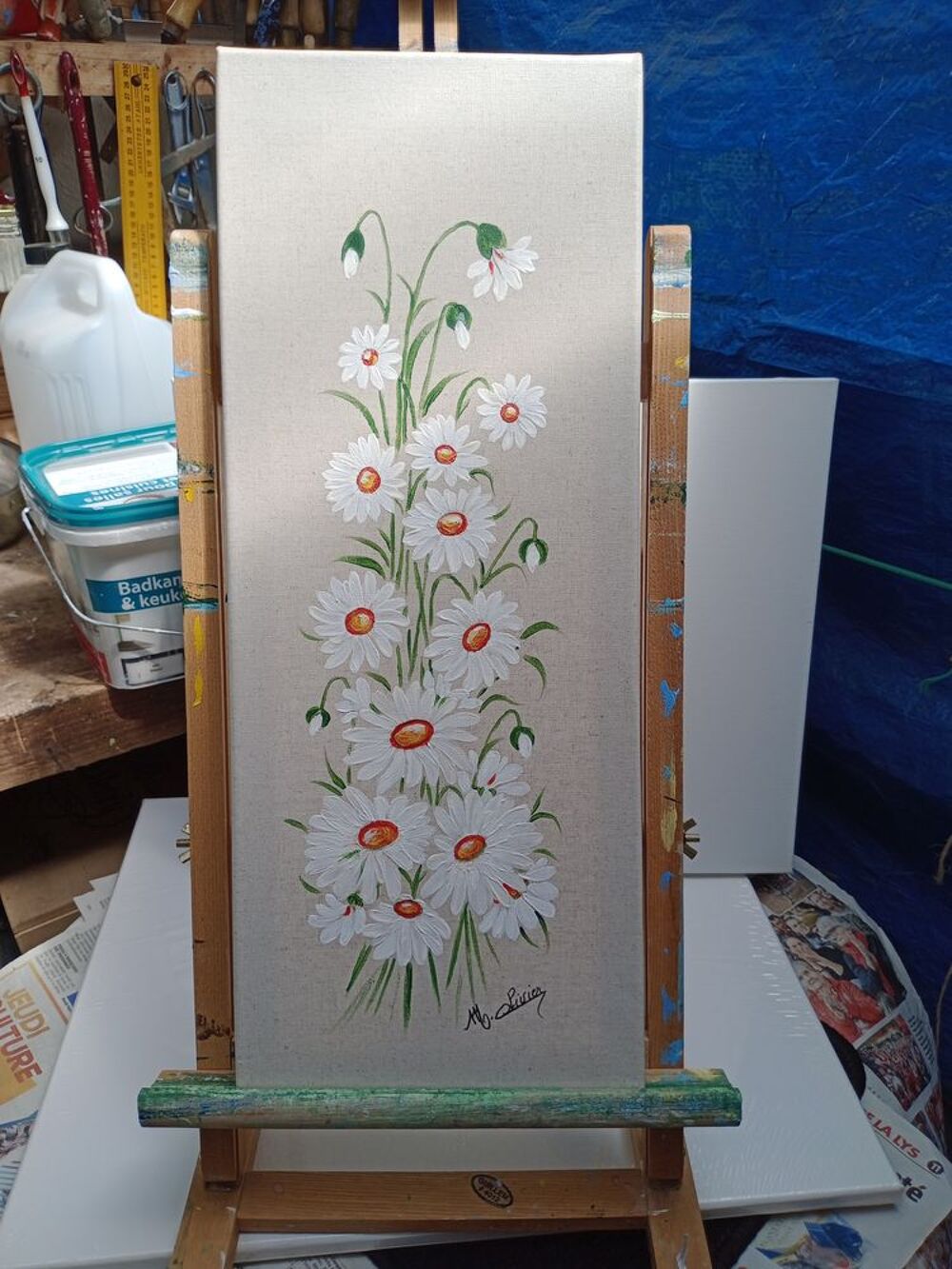 Tableau fleuri - d&eacute;coration - peinture &agrave; l'acrylique Décoration