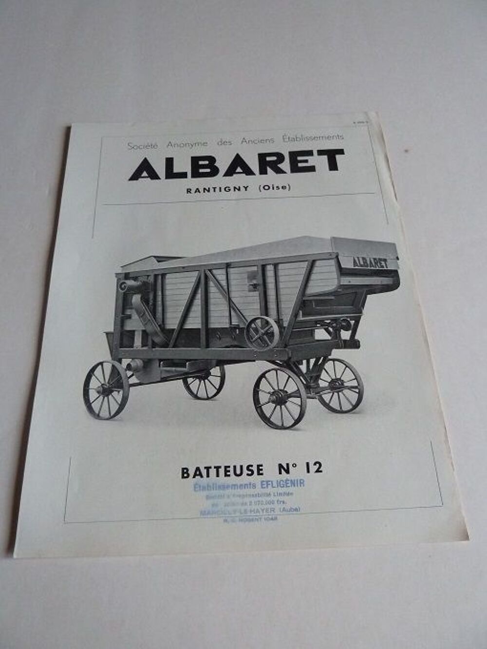 Prospectus documentation de Batteuse ALBARET n&deg;12 