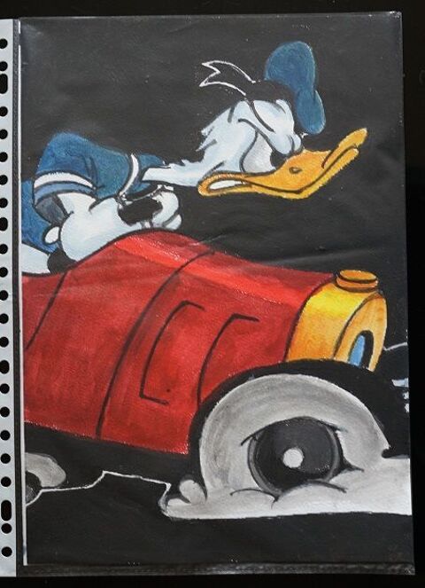 bl - peinture - donald en voiture - sur papier aquarelle for 4 Fougères (35)