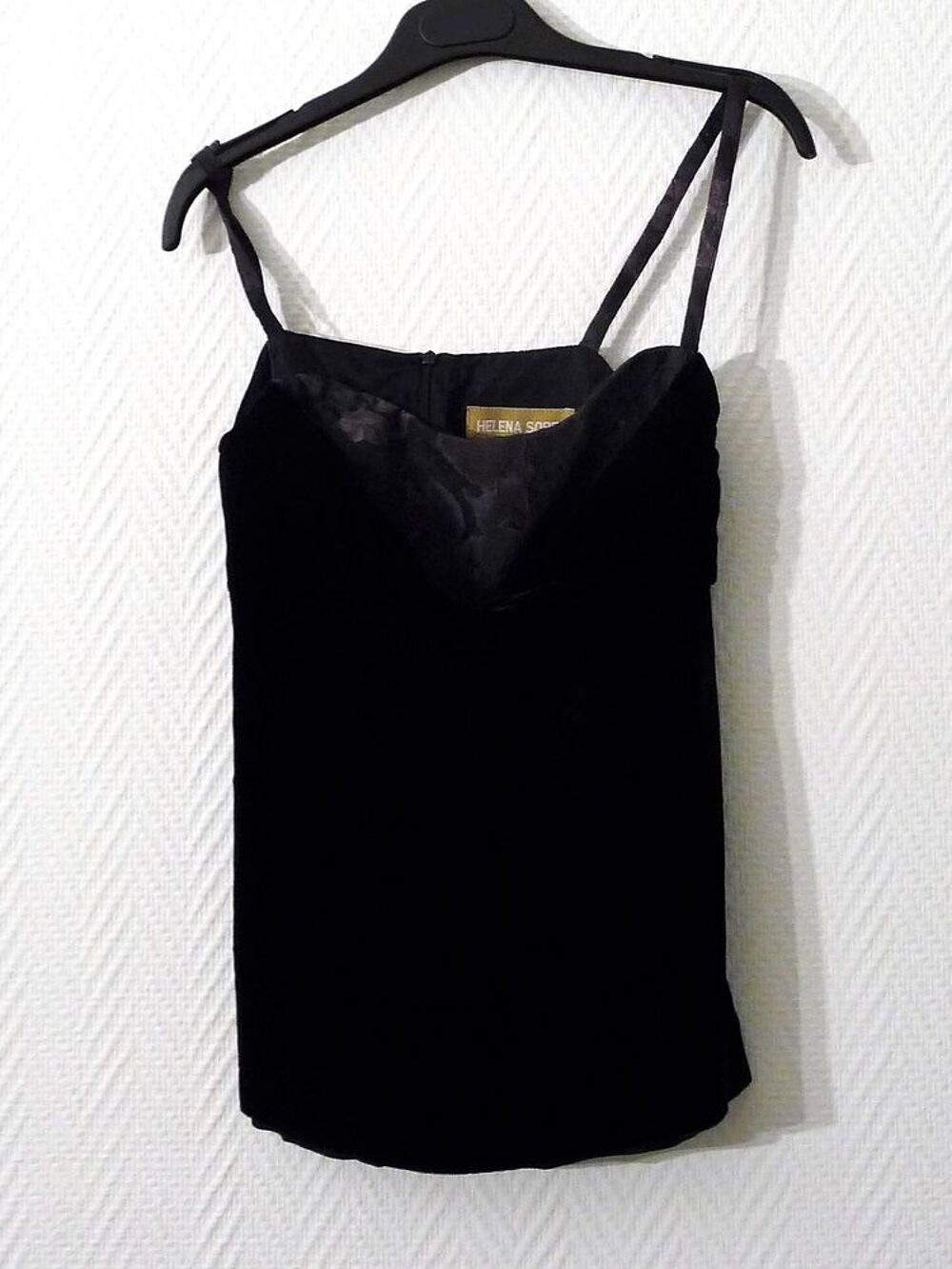 Top &agrave; Bretelles en Soie et Velours Noir- Helena Sorel Vêtements