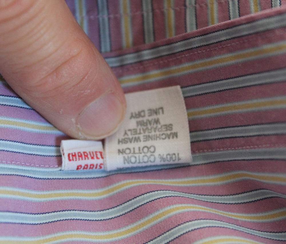 Chemise ray&eacute;e CHARVET T.40 
coton ray&eacute; rose bleu et beige Vêtements