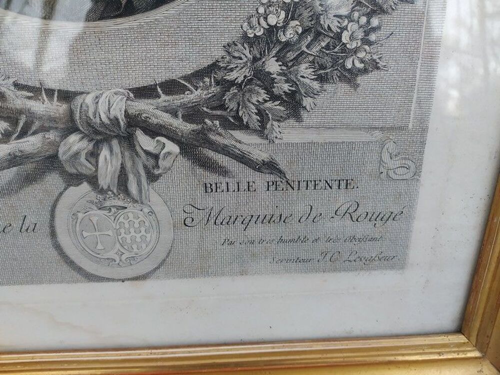 Gravure Greuze Tha&iuml;s La Belle P&eacute;nitente Marquise de Roug&eacute; 