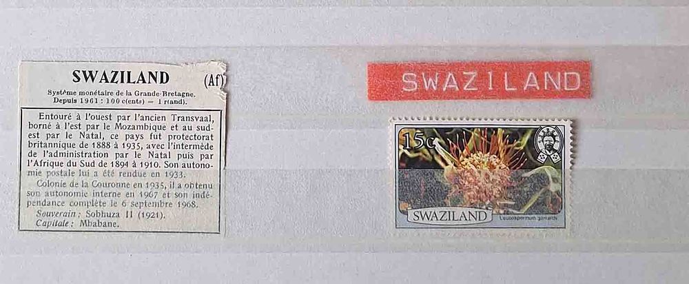 Timbre de collection de Swaziland 