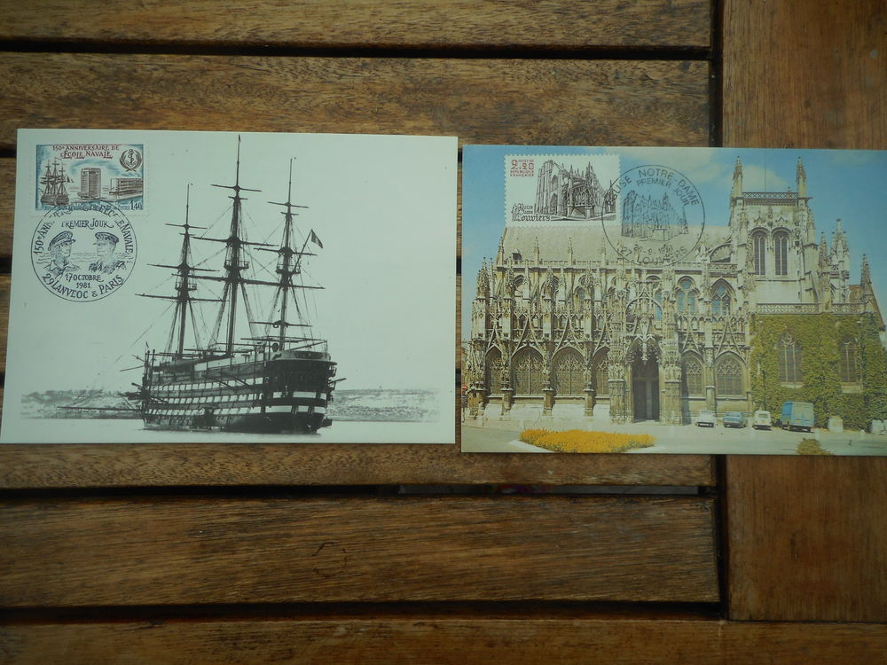 lot de 2 cartes postales premier jour de Louviers et Lanv&eacute;oc 