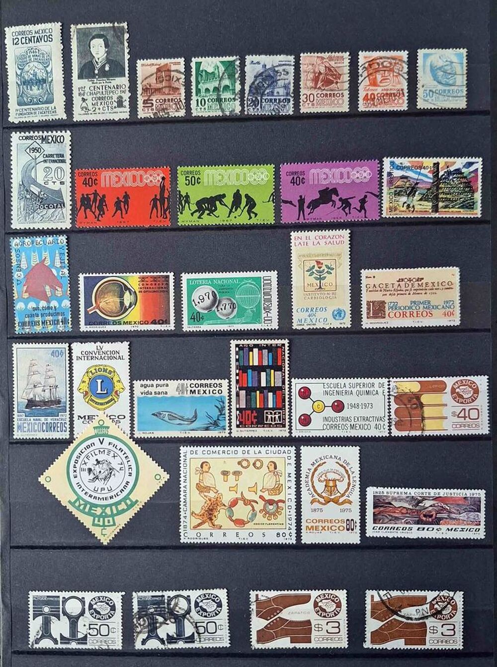 S&eacute;rie de timbres de collection du Mexique 