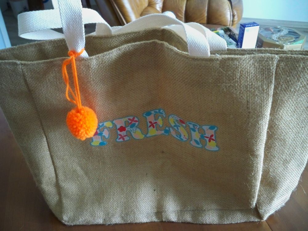 Sac cabas en jute, avec doublure, JAMAIS SERVIE Maroquinerie